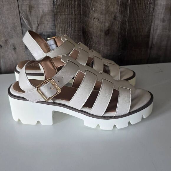Hey Girl Corkys Fisher Ivory Gladiator Platform Sandals 10 - Picture 1 of 6